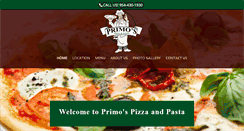 Desktop Screenshot of primospizzaandpasta.com